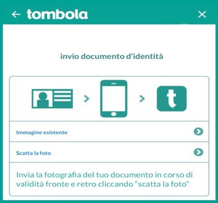 pagina invio documento d'identità