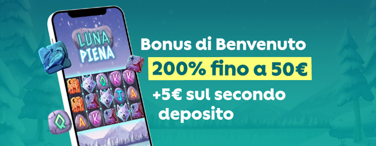 Bonus di benvenuto del 200% fino a 50€